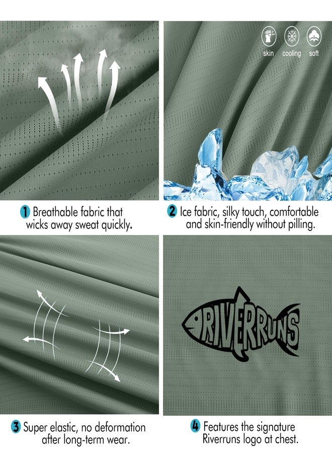Riverruns Fishing Shirt for Men Short Sleeve UPF 50+ Sun Protection Swim T-Shirt Rash Guard Water Beach Tee(Green, XL) - Image 4